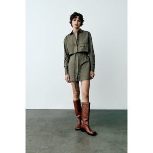 ZARA GABARDINE SHIRT DRESS SMALL MEDIUM LARGE SIZES